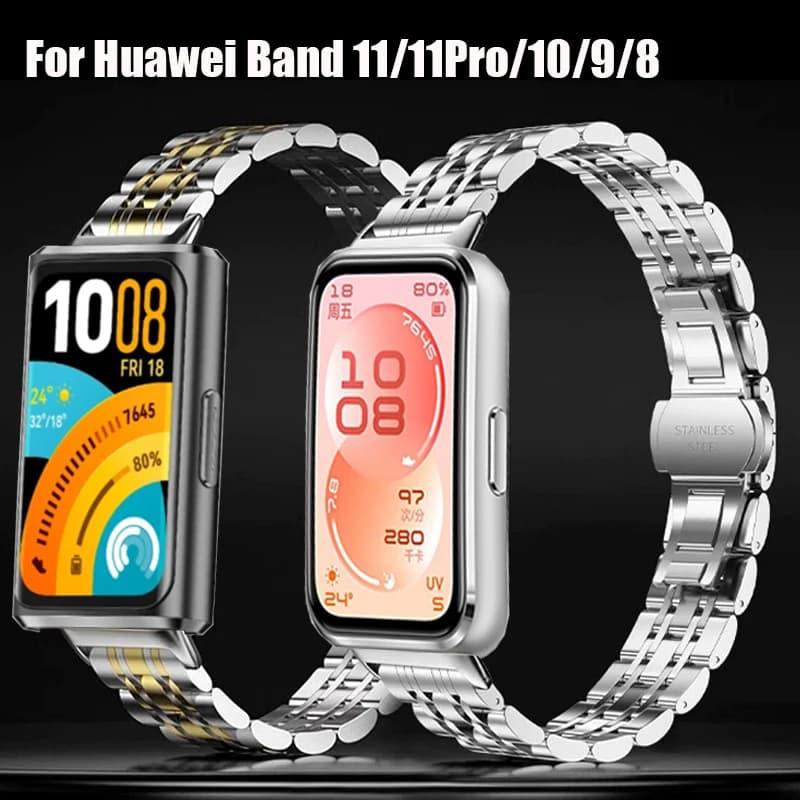 Cinturino per orologio in acciaio inossidabile per Huawei Band 11 Pro 10 9 8, cinturino di ricambio in metallo per Huawei Band 11, bracciale per uomo e donna