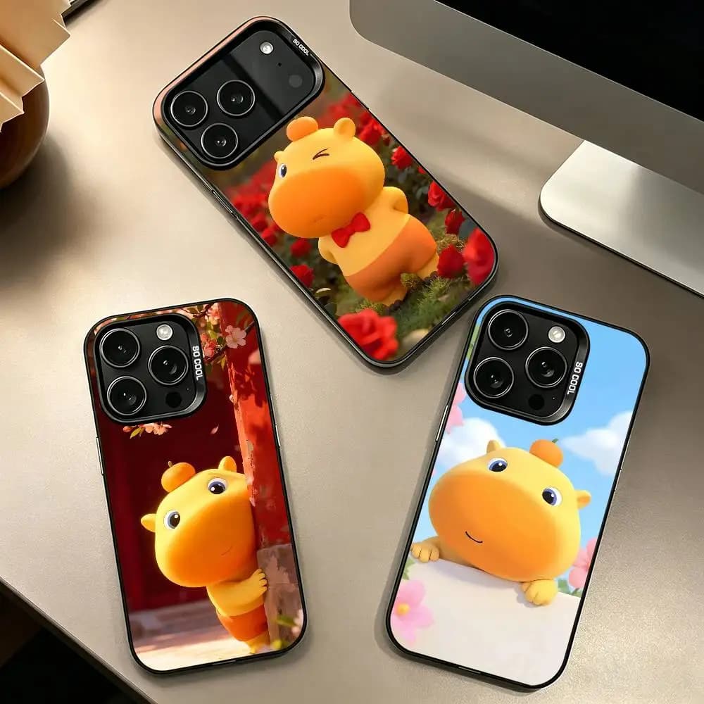 Lu lu C-Capybara Gfit Phone Case For iPhone 17,16,15,14,13,12,11 Plus,Pro Max,XS,Colorful Silver Phone case Funda Cover