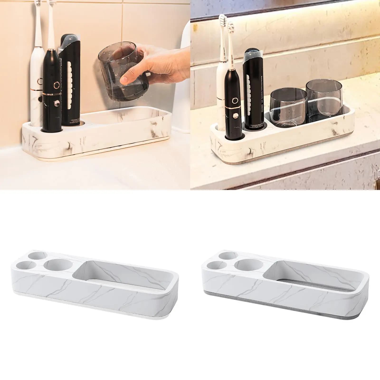 Toothbrush Holder for Bathroom Stable Countertop Organizer Electric Toothbrush Rack for Household Countertop Hotel Vanity