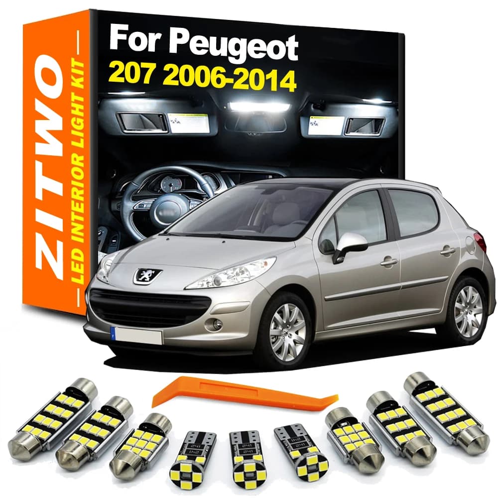 ZITWO 14 Pz LED Interni Luce di Lettura Tronco Piastra Lampadina Kit Per Peugeot 207 SW Hatchback Berlina 2006 2007 2008 - 2012 2013 2014