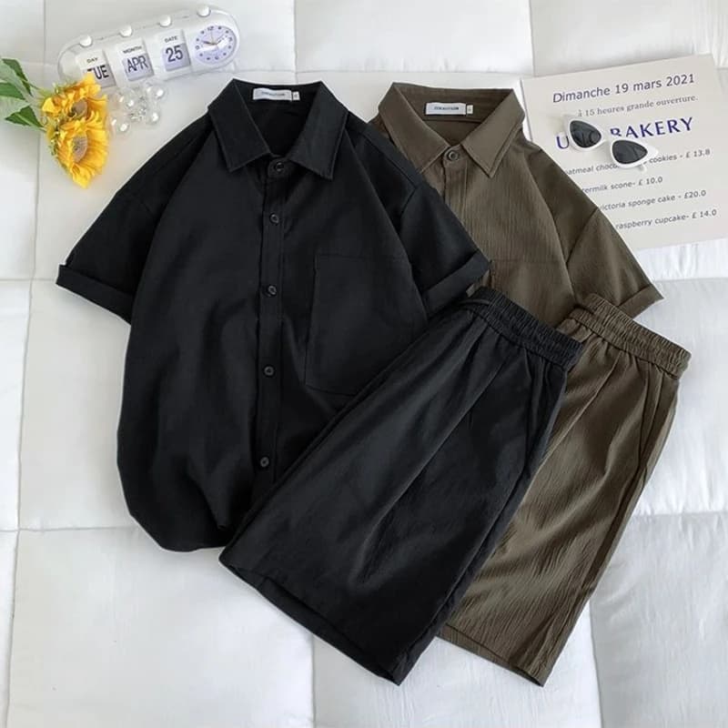Complete Men's Summer in Cotton and Linen Plus Size: Shirt and Shorts Lightweight Oversize fit