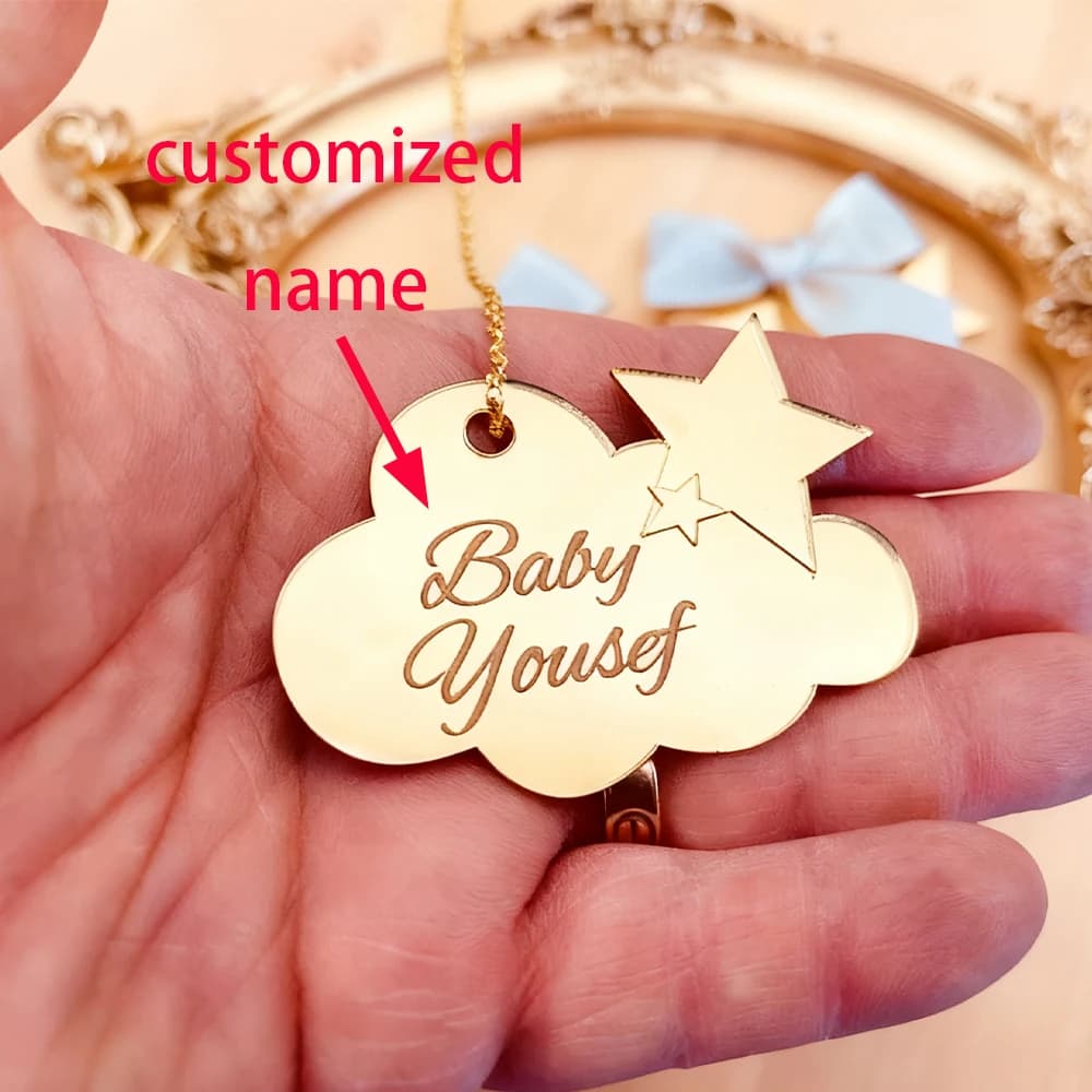 Custom wedding favor label with laser engraved cloud Acrylic baby shower decoration Custom cloud wedding favors baby shower with guest card