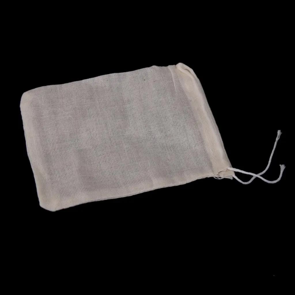 Cotton Muslin Drawstring Bags Washable Filter Bag High Temperature Safe Strainer Pocket for Herbs and Spice