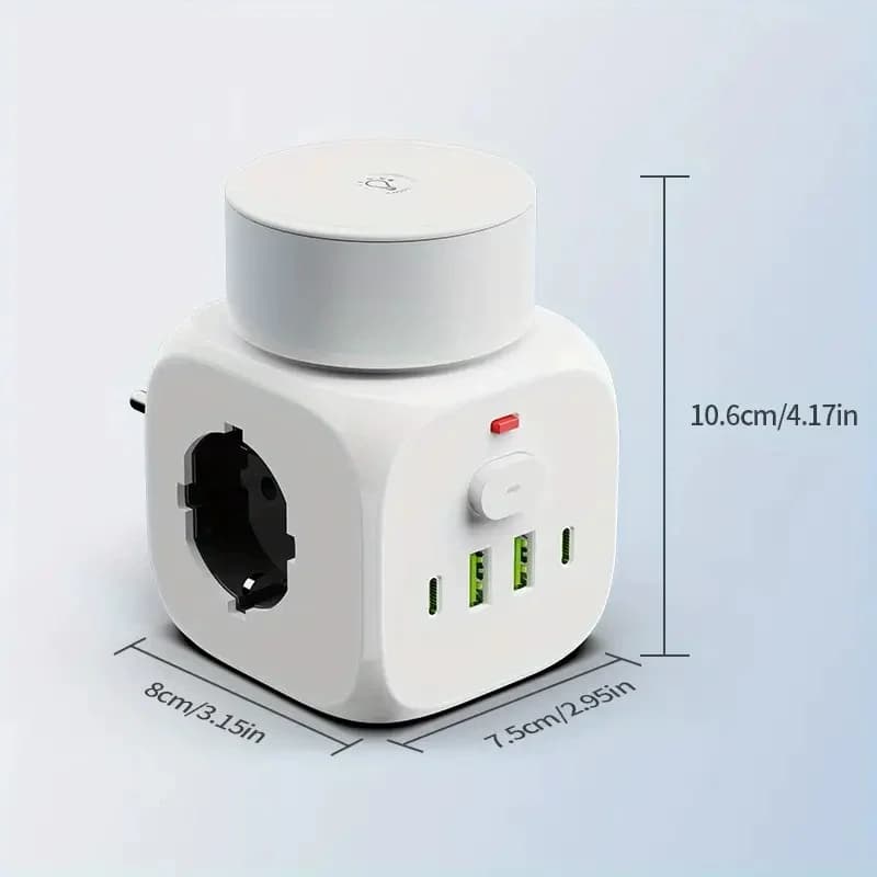 Presa multipla multifunzionale per cubo di Rubik Presa di conversione wireless portatile USB + tipo C da viaggio con luce notturna con interruttore tattile