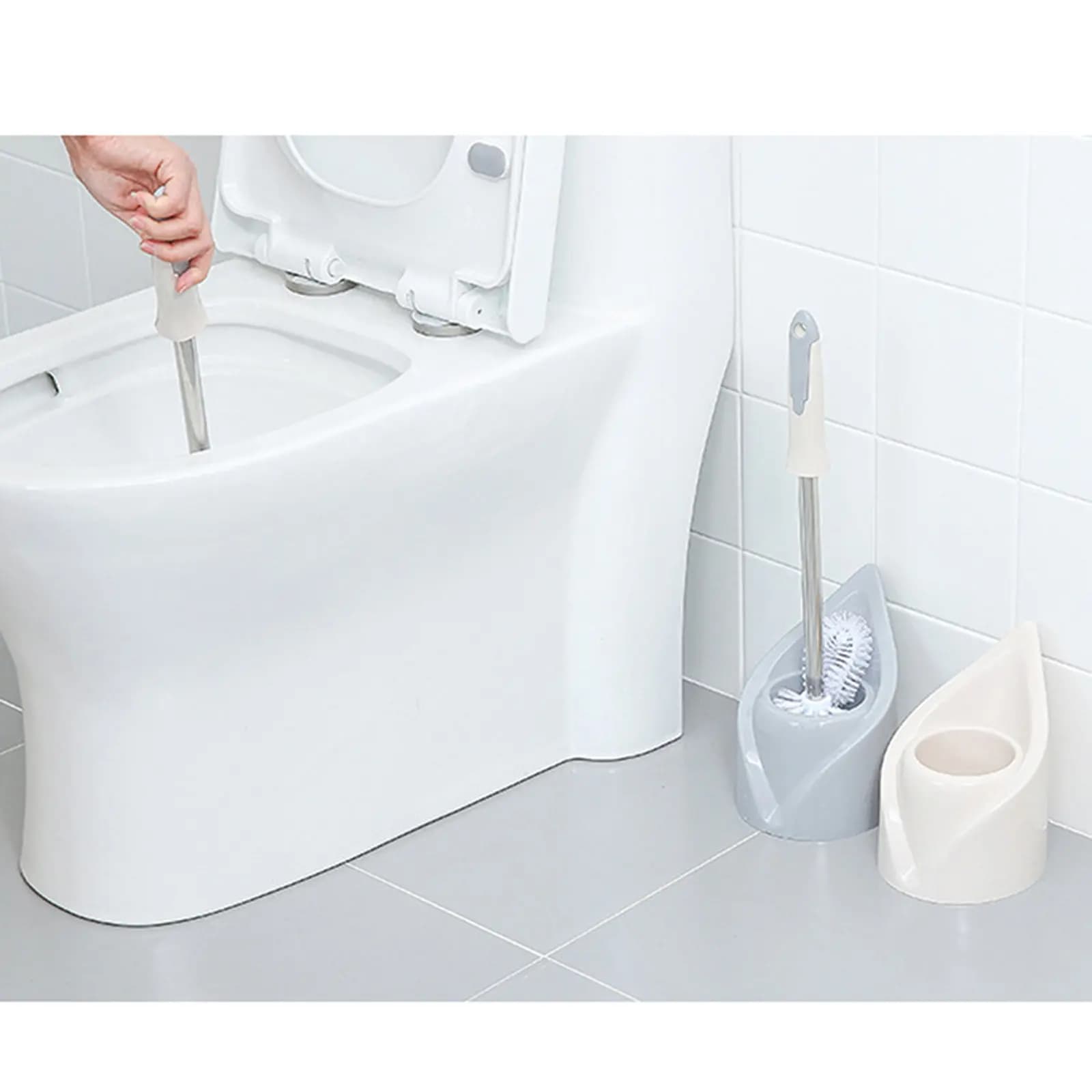Professional Long Handle Toilet Brush Set Double Ended Cleaning Brush for Hard to Reach Areas Bathroom Scraper Stain Remover