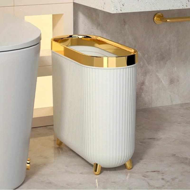 Pattumiera da bagno di grandi dimensioni, pattumiera dotata di coperchio salvaspazio, adatta per bagni e case.
