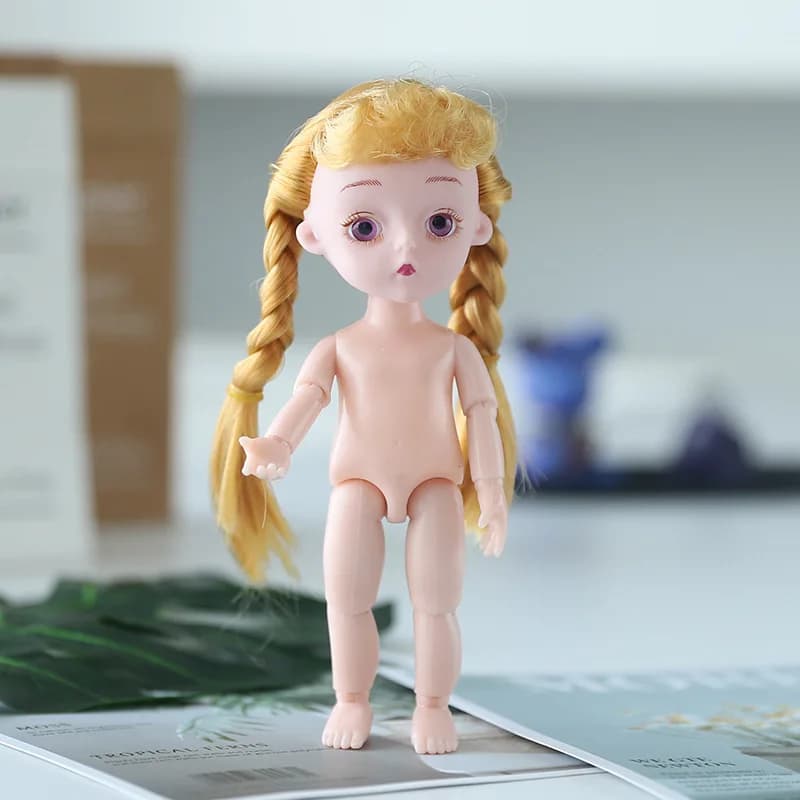 Bambola Principessa alla Moda da 16 cm con Occhi 3D Realistici, 14 Articolazioni Mobili, Mini Bambola Carina 1/8, Accessori Giocattolo Fai-da-te per Vestire e Giocare a Casa delle Bambole