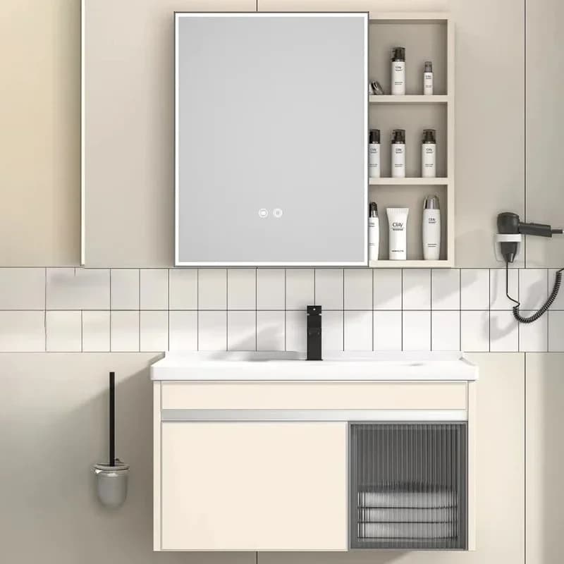 Mobiletto portaoggetti per gadget, gioielli e articoli da bagno, salvaspazio, moderno e di tendenza, con specchio per lavabo, per comodino e bagno, mobile di servizio, arredamento di design