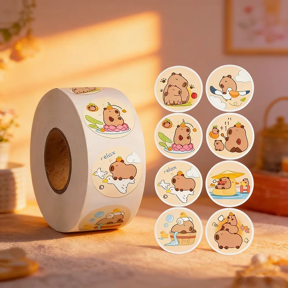 Cute Cartoon Brown Capybara Stickers 400pcs Plump Animal Design DIY Scrapbook Phone Wall Decal Reward Seal Label Kid Toy
