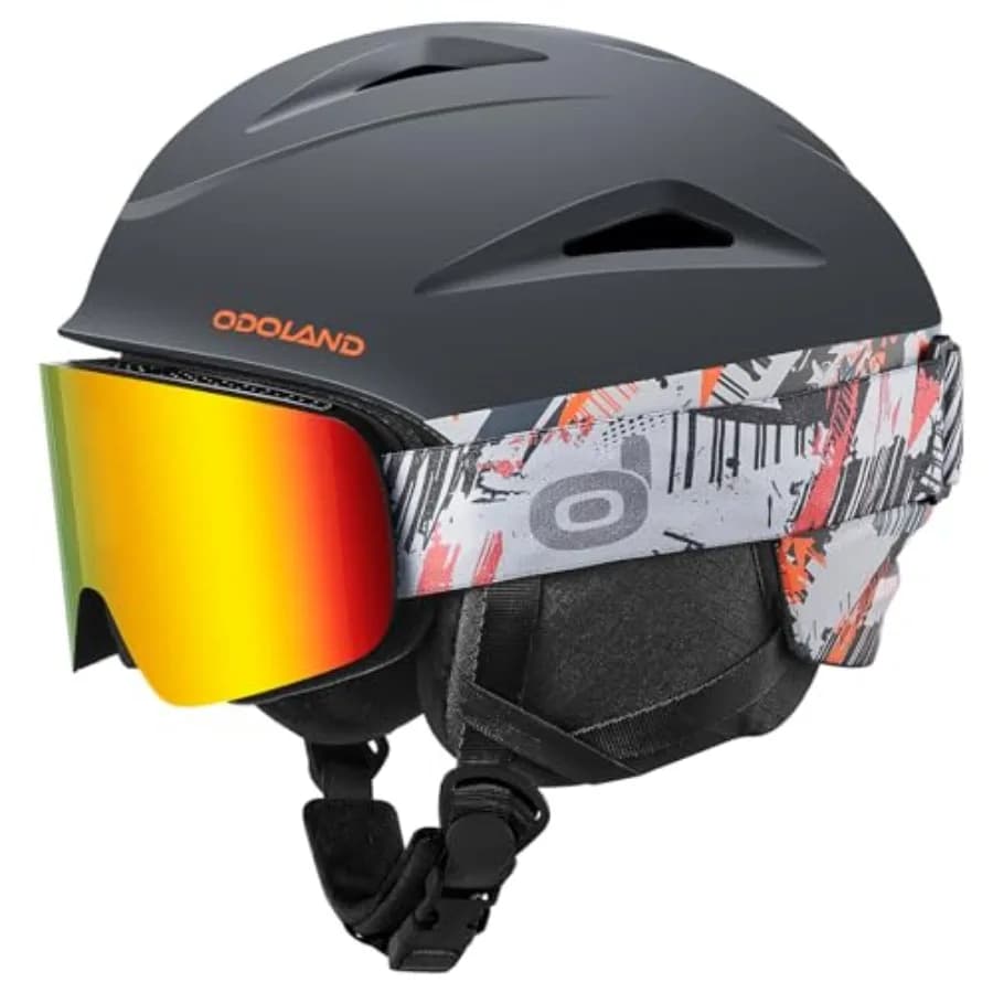 Casco da Sci, Casco da Snowboard con Occhiali da Sci per Adulti e Giovani, Compatibile con Audio, Antiurto, Antivento, Taglia L (23.6-24'')