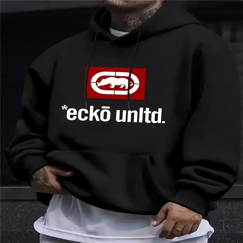 Men's Hoodie with Graphic 'Ecko Unlimited' - Casual Sweater Long Sleeves Regular Fit Autumn/Winter Casual Hoodie