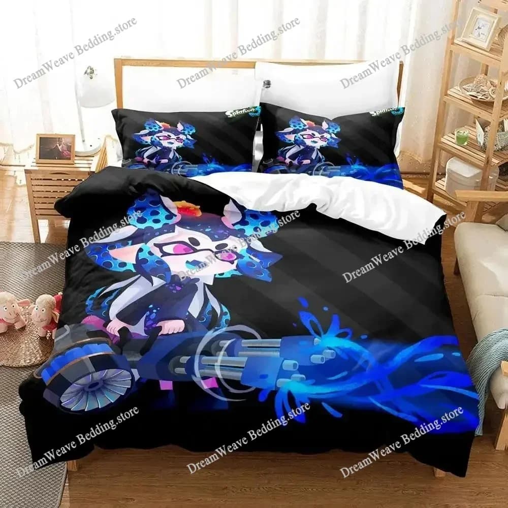 Set di Biancheria da Letto Kawaii Game Splatoon 3, Singolo, Matrimoniale, Queen, King Size, Set per Camera da Letto Adulti e Bambini, Set Copripiumino e Lenzuola 741