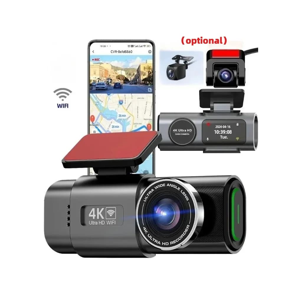 Dash Cam 4K UHD Recording Car Camera DVR Video Recorder for Night Vision Support Integrated Wi-Fi Parking GPS 24 Hours