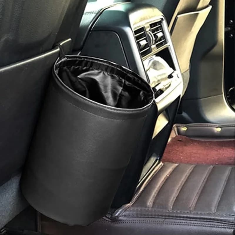 Pattumiera per auto materiale in pelle PU cestino portaoggetti pieghevole impermeabile pattumiera sospesa montata su auto accessorio interno per auto