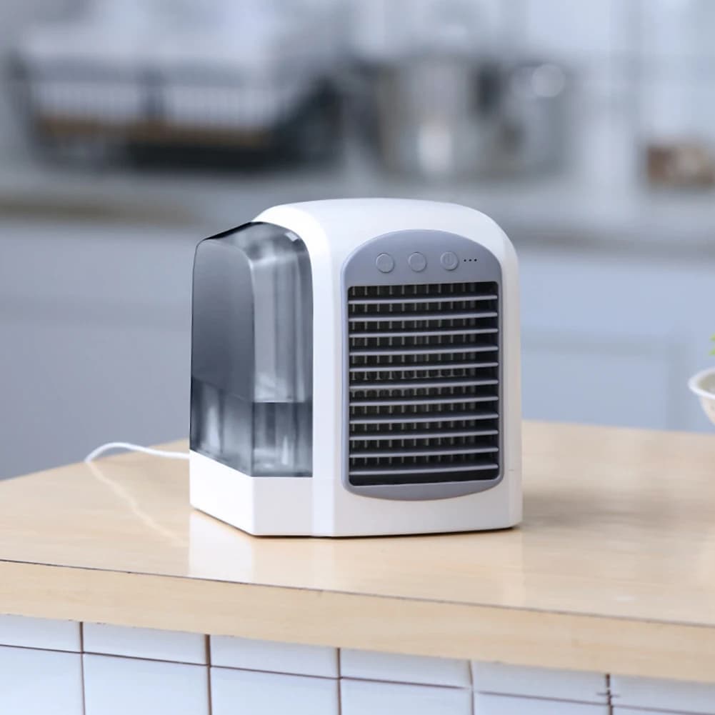 Ventilatore Raffreddatore ad Acqua con Umidificatore, Mini Refrigeratore d'Aria Portatile con Serbatoio da 380ml per Camera da Letto e Soggiorno