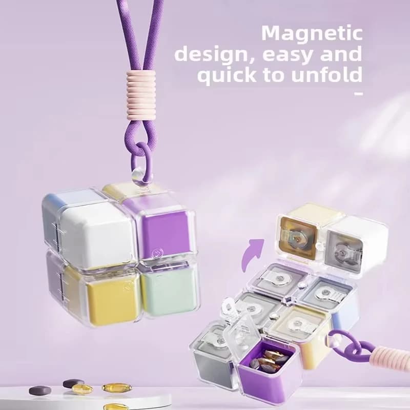 The most recent pillole holder with 8 grille magic cube portable magnetic case for dispensers of medicines to store pocket travel vitamin tablet