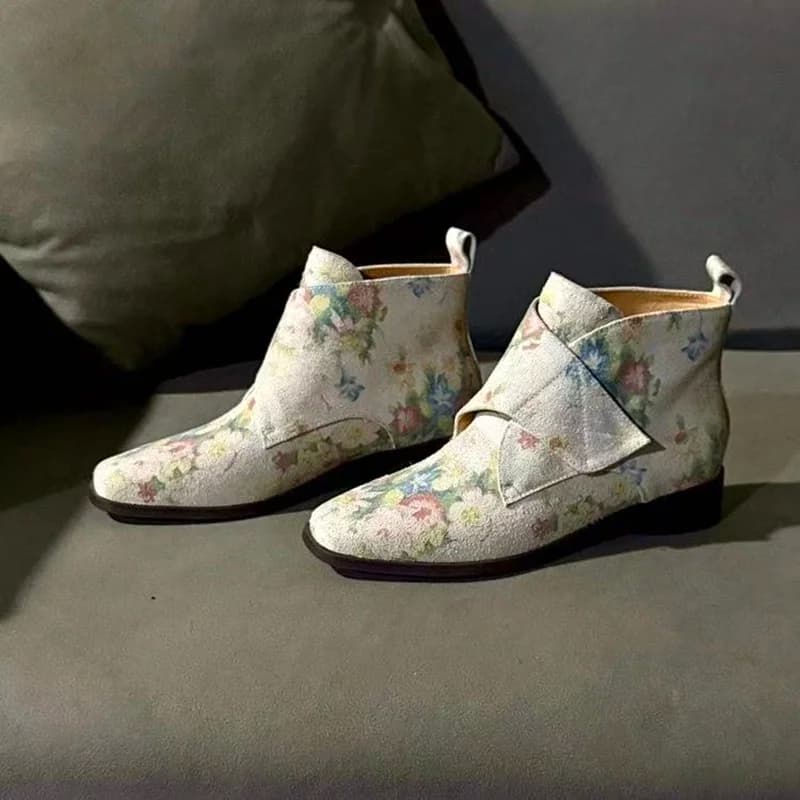 NEW Autumn Women Boots Cow Suede Leather Shoes Women Square Toe Low Heel Shoes Slip-on Modern Modern Boots Colorful Daily Shoes