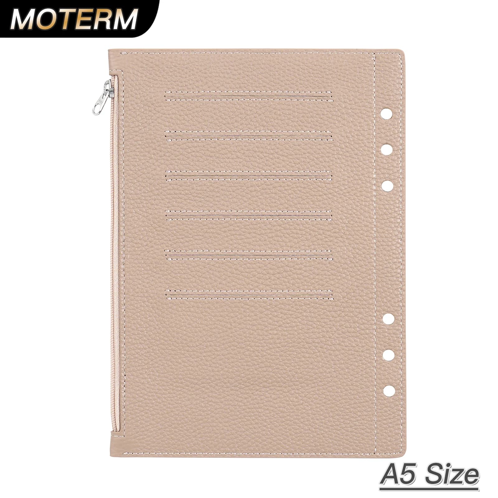 Mosterm Zipper Flyleaf per Planner ad anello formato A5 divisorio in vera pelle con grana pelata accessorio per Notebook