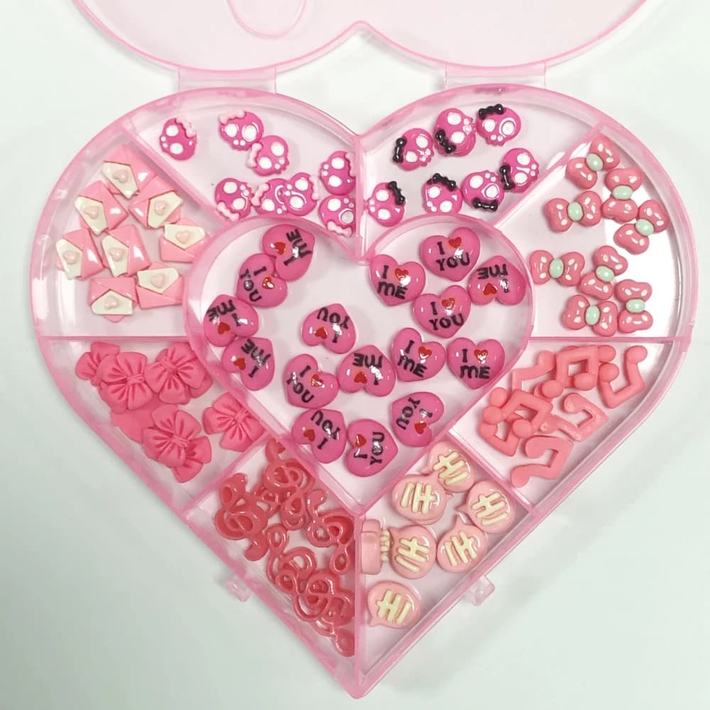 Cartoon Y2K Ti amo Cuore Pietra Bowtie Nota musicale Hi Scatola di dialoghi Nail Art Charms Decor Custodia per telefono spazzatura Accessori artigianali