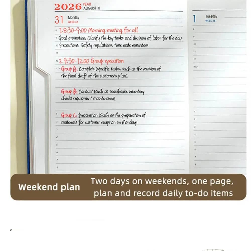 Gestione del tempo 2026 Agenda Planner Blocco note Efficienza resistente all'usura A5 Piano giornaliero inglese Notebook Lista delle cose da fare 365 giorni