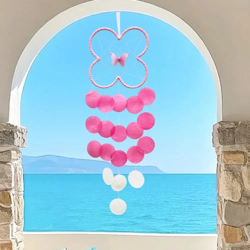 Hanging Shell Moon Wind Chimes Circle Shell With crisp ringtones Dream Catchers Natural Shell Home Decoration Shell Pendant