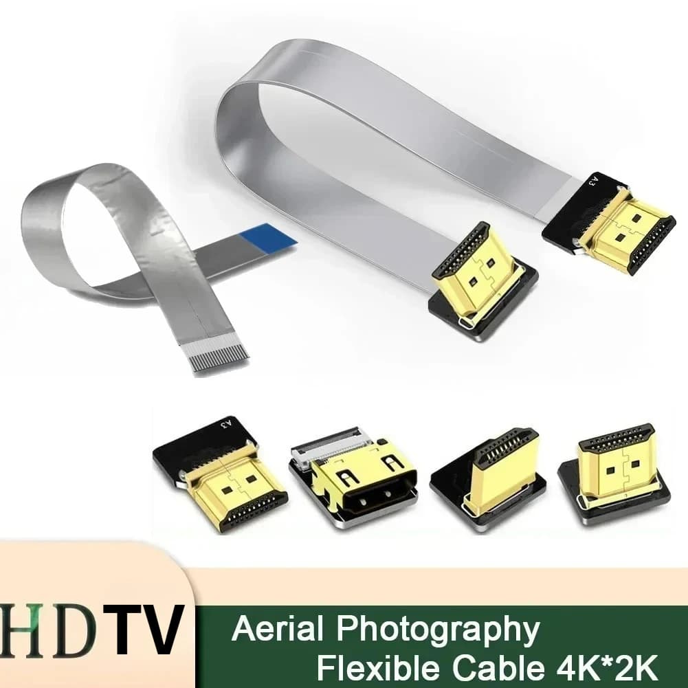 Adatto per cavi compatibili HDMI da Micro-HDMI a Mini-HDMI, cavo flessibile FPC ultrasottile, connettori PCB Mini/Micro angolati a 90° per fai da te