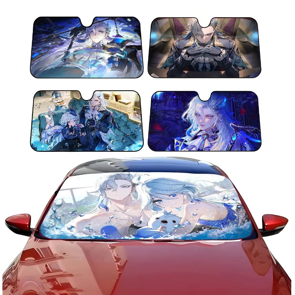 Neuvillette Genshin Impact Parabrezza Parasole Parabrezza Parasole, Rosa Parasole per Auto Fiori Visiera Parasole Estetica Decorazione Auto