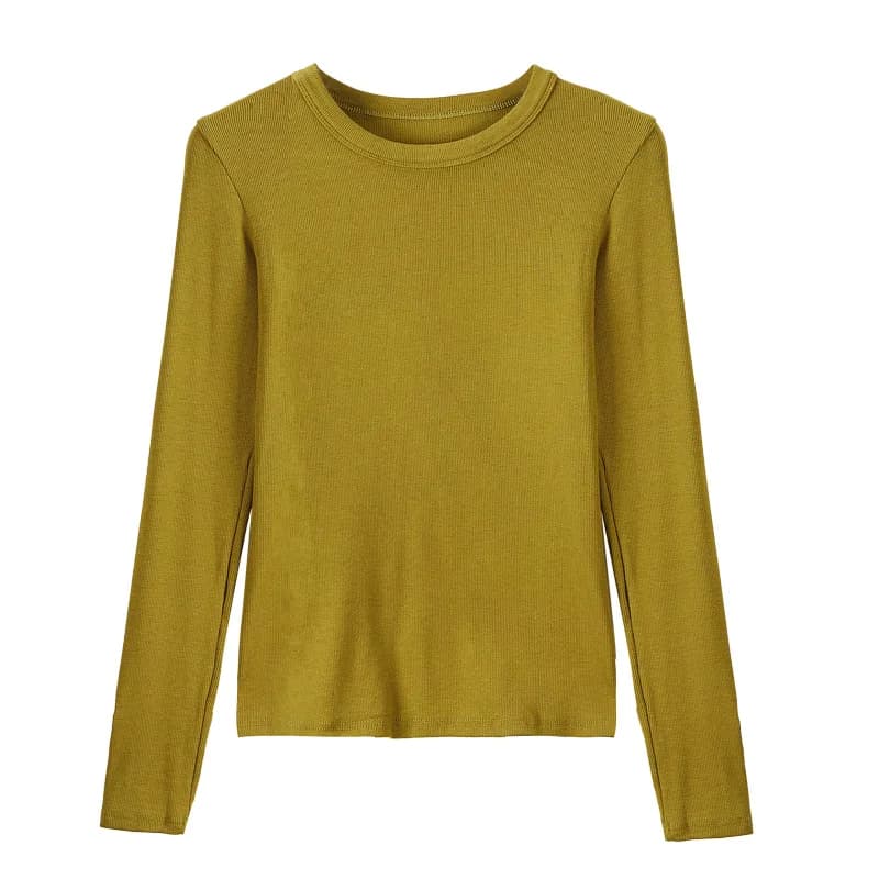 T-shirt modale autunno inverno O-collo da donna Moda coreana Manica lunga Camicie che toccano il fondo Canottiera slim fit solida ad alta resistenza