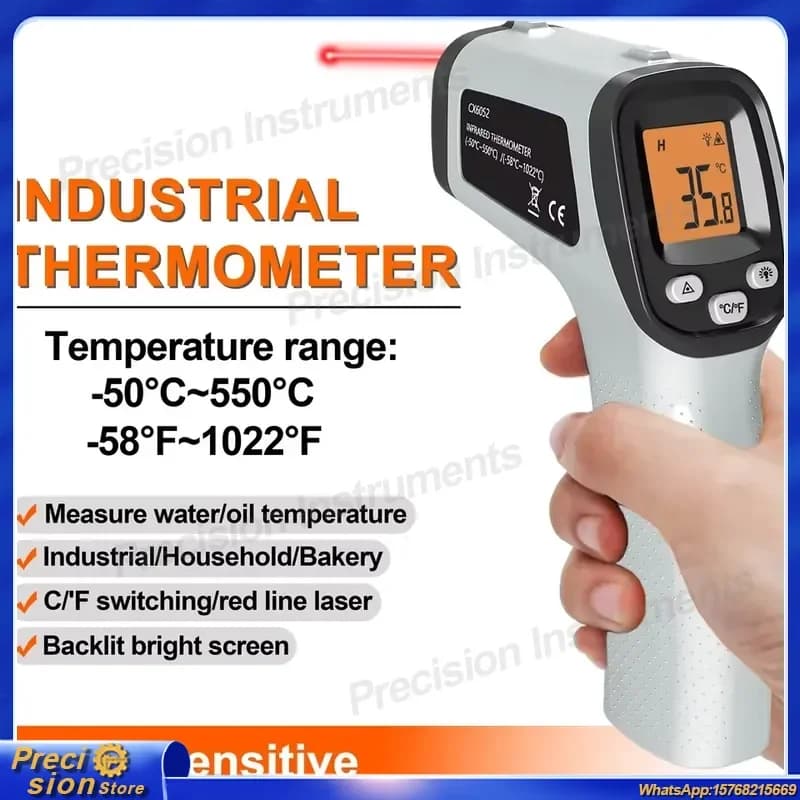 Termometro a Infrarossi Digitale Senza Contatto CX6050 con Laser per Cucina, Barbecue, Forno e Sicurezza Alimentare