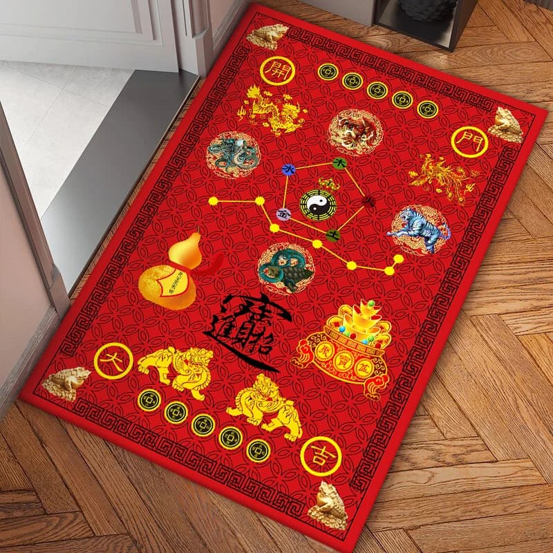 Versione verticale Sette stelle Nove Tappetino porta fortunato Cinque elementi Buona fortuna Imperatore Soldi Dio Bestia Feng Shui Pavimento antiscivolo