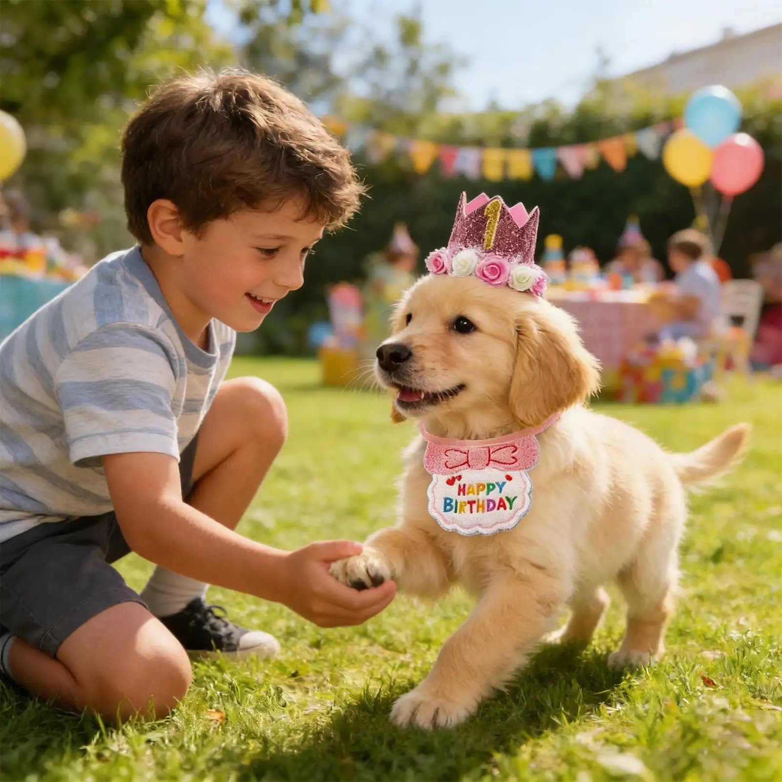 Decorazioni di Compleanno per Cani: Bavaglino Regolabile con Cappello e Numero, Decorazioni di Compleanno per Animali Domestici, Adozione di Gatti, Piccoli Animali Domestici