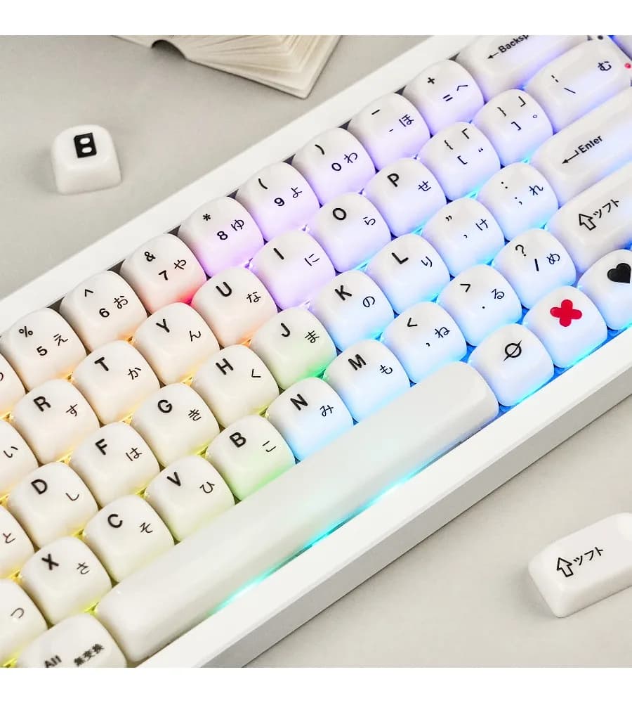 Mechanical keyboard PC translucent ceramic glazed keycaps are cute and glossy minimalist style white Japanese semi-transparent