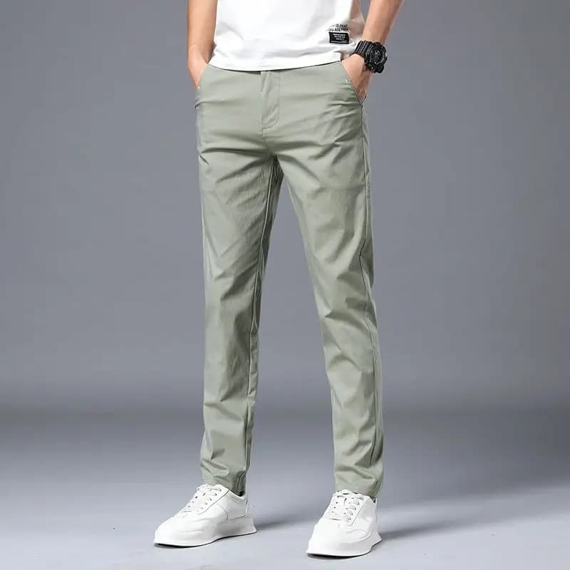 Abbigliamento da uomo alla moda Pantaloni casual Pantaloni estivi ad asciugatura rapida Pantaloni slim da lavoro elasticizzati dritti sottili Pantaloni coreani da uomo