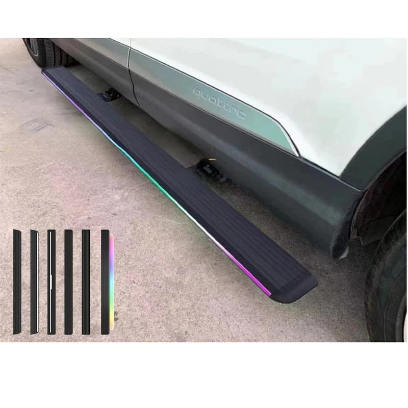 High Quality Aluminum Alloy Sports Style Powered Running Boards With LED Light No Drilling Installation Fit JL F-150 Tacoma