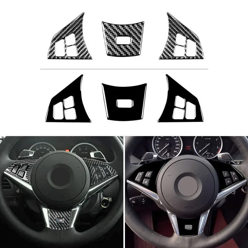 3pcs Auto Per BMW Serie 6 M6 E63 E64 2004 2005 2006 2007 2008 2009-10 Morbido PVC In Plastica Volante Pulsante Copertura Interni Trim