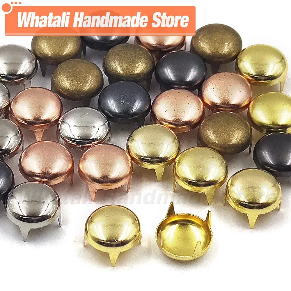 Rivetti a punta in metallo Borchie rotonde Punk Rock Artigianale in pelle a quattro artigli per rivetti Vestiti Scarpe Borse Bracciali 100 pezzi 6-12mm