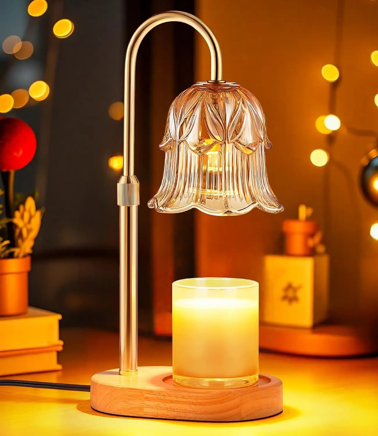 Lampada Scaldacandele Regolabile con Luce Dimmerabile e Altezza Regolabile per Sciogliere le Fragranze in Sicurezza