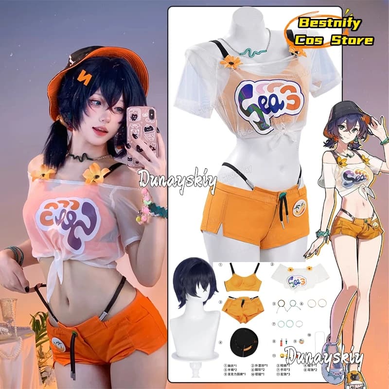 Zenless Zone Zero Belle Costume Cosplay zzz Belle Costume da bagno Vestito estivo Cappello Pantaloncini Bikini Ragazze Travestimento per donne adulte xs-2xl
