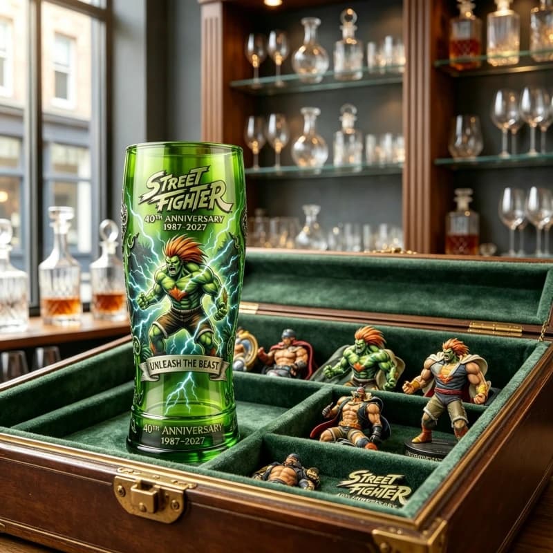Boccale da Birra in Vetro con Effetto Fulmine SF Blanka, Oggetto da Collezione per Gaming e Decorazione