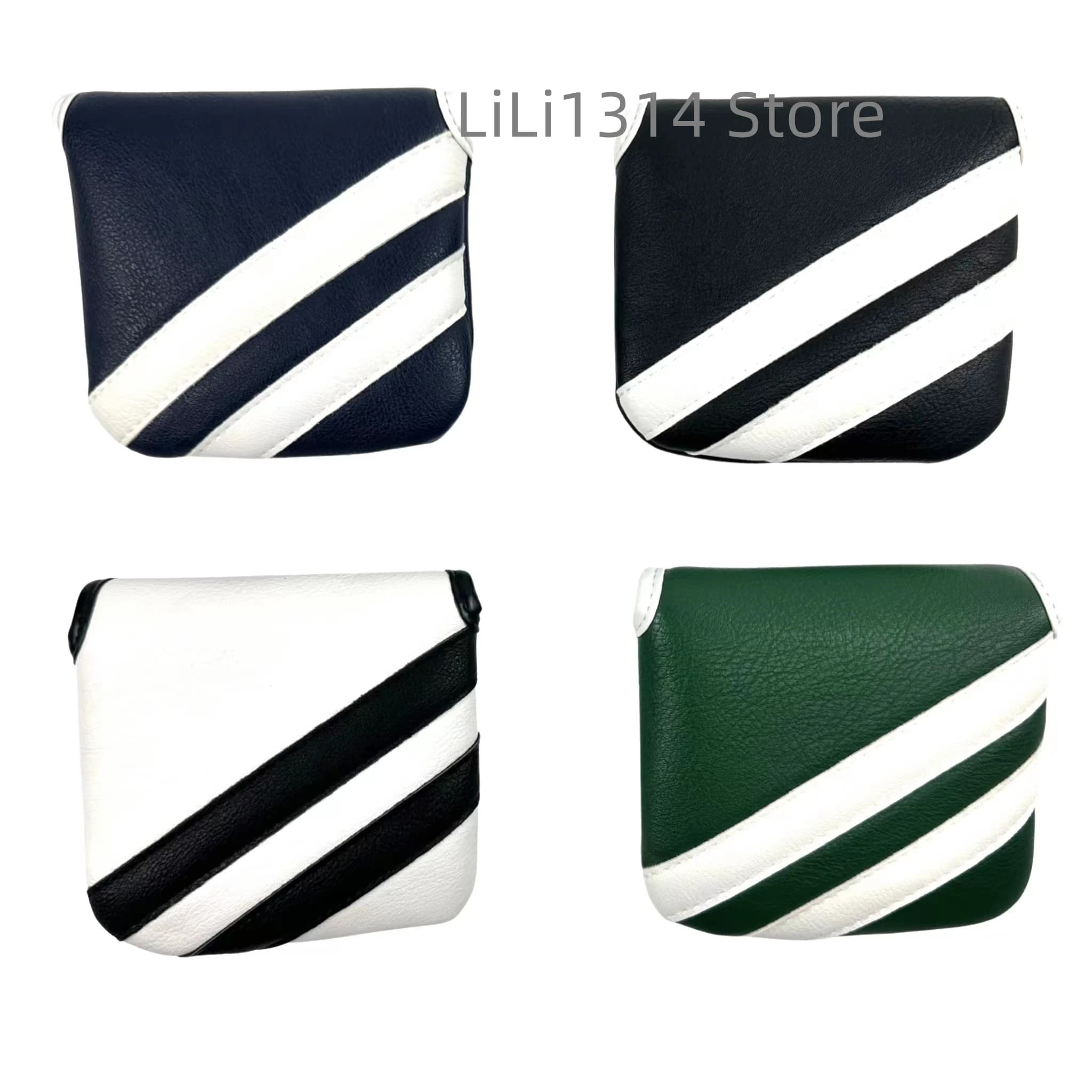 Copriputter a righe da golf Copritesta per putter con mazzuolo quadrato da golf in pelle dal design classico Copritesta per mazza da golf in pelle PU