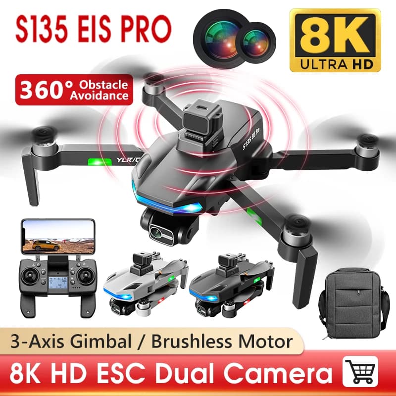 2022 NUOVO S135 Pro GPS Drone 4K HD 2DC Fotografia aerea professionale 360 ° Giocattolo RC quadricottero senza spazzole per drone per evitare ostacoli