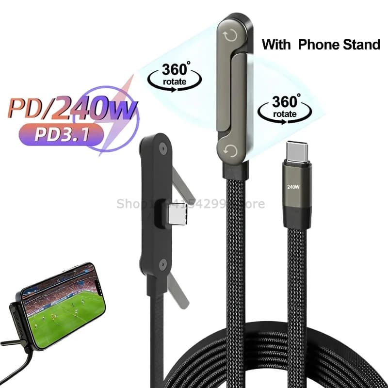Cell Phone Charger Charging Connector Phone Holder Charging Cable 240W High Power USB C To C Data Transfer Cord for Game Player