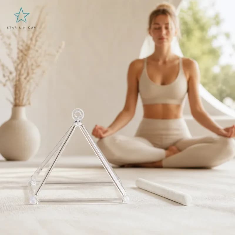 STAR LIN KUP 16 Inch Clear Quartz Crystal Singing Pyramid Sound Healing Instrument for Meditation Yoga Chakra Balance with