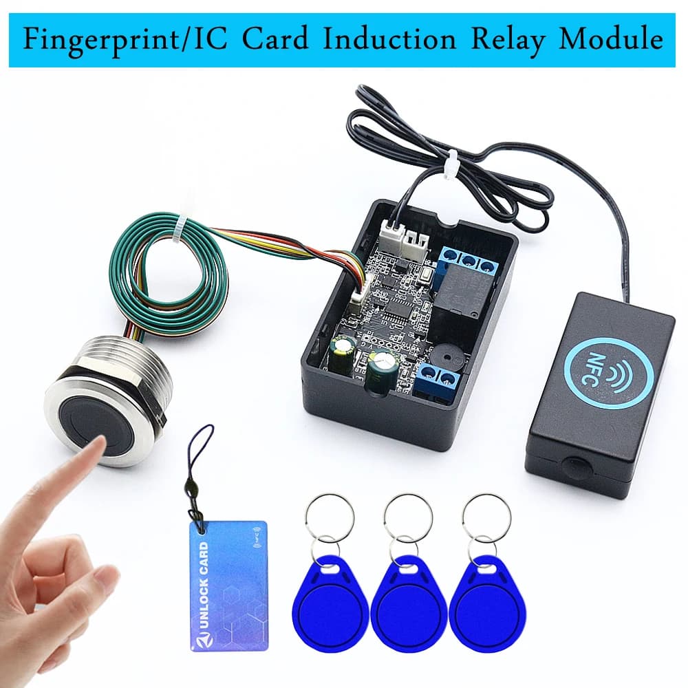 Controller di accesso per impronte digitali Modulo relè di controllo blocco elettrico NFC Scheda IC Interruttore a induzione Bicicletta elettrica Sblocco fai-da-te