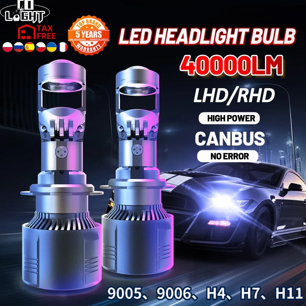 CO LIGHT H7 LED faro proiettore obiettivo Bi-LED H4 abbagliante anabbagliante 40000LM H11 H8 H9 9005 9006 HB3 HB4 Mini Auto LED lampadina 12V