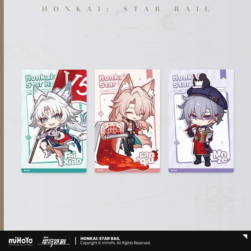 miHoYo Gioco Ufficiale Honkai Star Rail Illustrazione della Versione Q Carta di Raccolta Laser Jiao qiu Feixiao Moze Ornamento Regali Cosplay