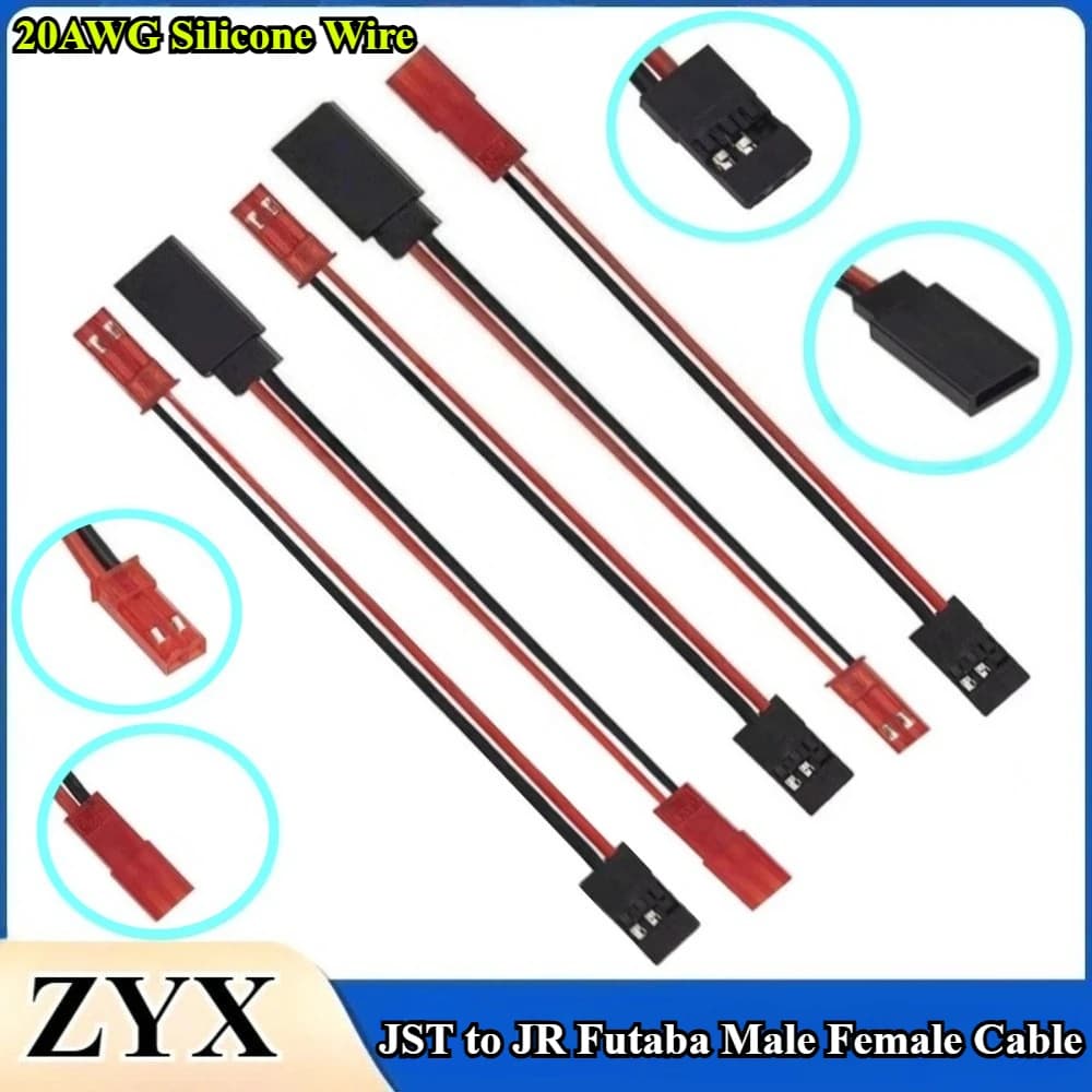 5/10 Pz 10 CM 20AWG JST Spina a JR Futaba Connettore Maschio Femmina Cavo JR Futaba Servo Adattatore filo per RC Aereo Elicottero Auto
