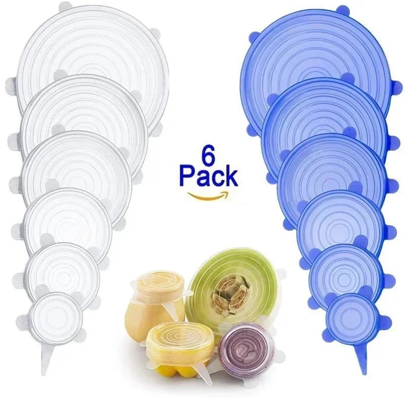 Coperchio in silicone elastico regolabile da 6/12 pezzi per accessori da cucina, contenitori per la conservazione degli alimenti, accessori per sigillare gli imballaggi alimentari