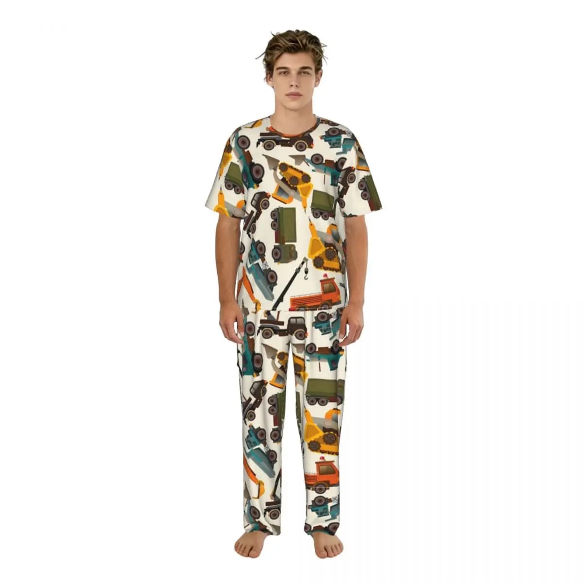 Pigiama da uomo estivo: completo con top a maniche corte e pantaloni lunghi, ideale per la casa e il sonno.