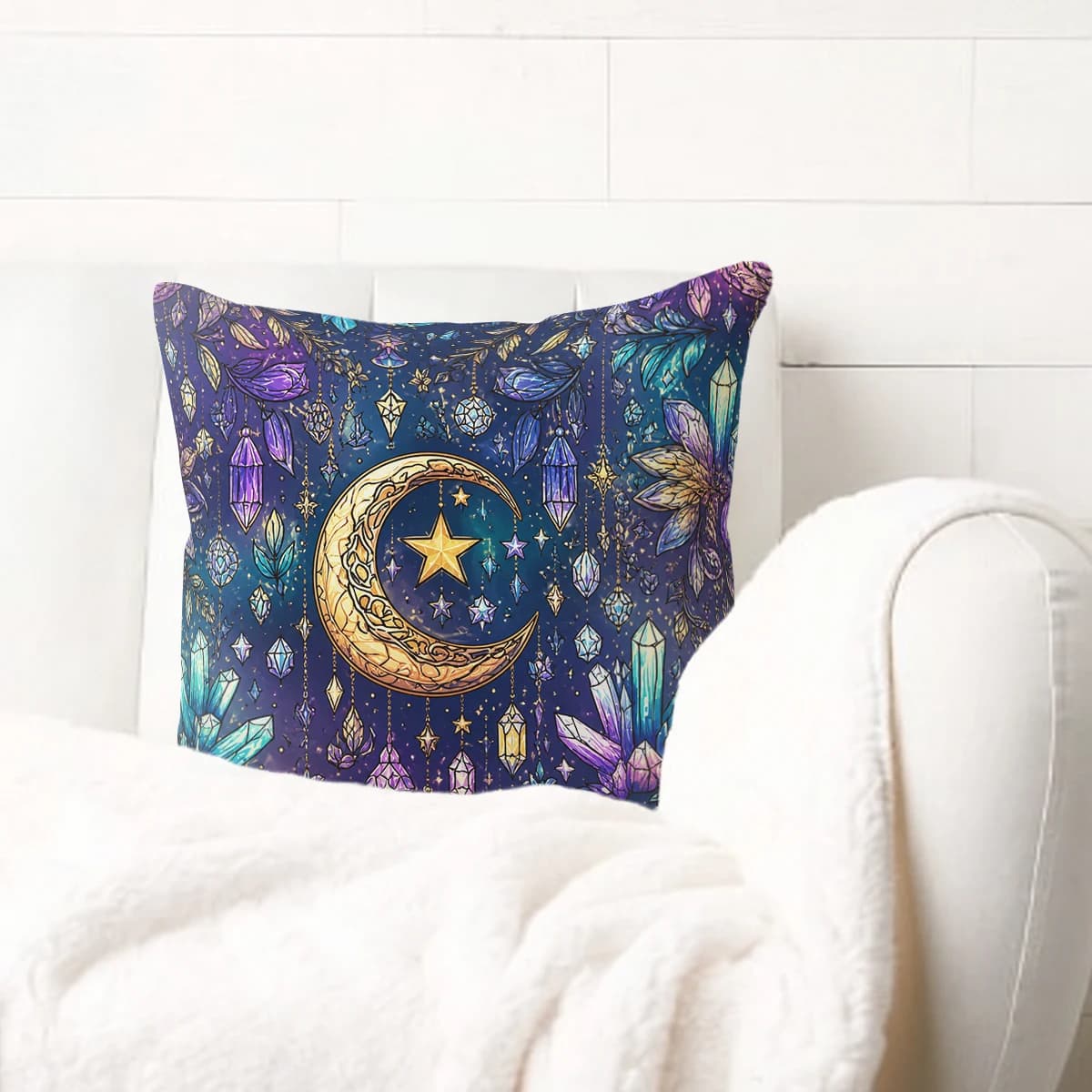 Buddha & Lotus Pattern Polyester Pillow Cover - Decorative Cushion Case for Meditation Space, Living Room & Bedroom Decor